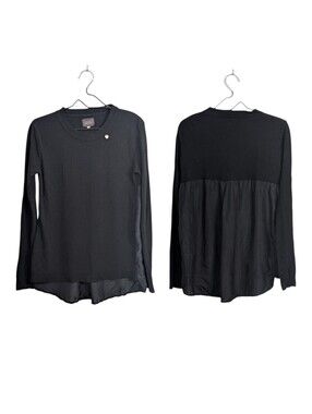 Avoca Anthology Black Wool Angora Cashmere Sweater Top Size S Back Chiffon Cozy